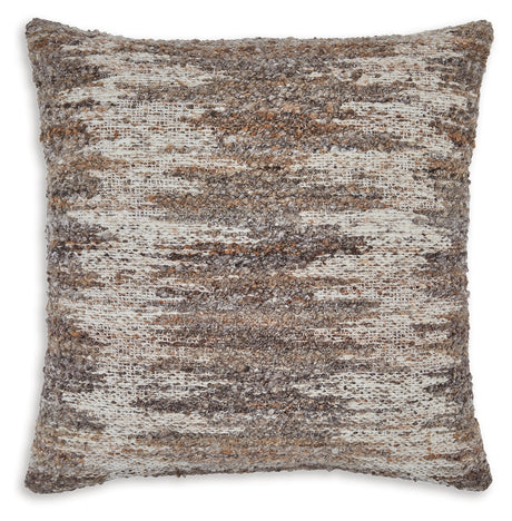 Side view of Nealton Brown White Pillow showing texture and zipper