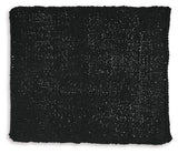 Set of three black chenille throw blankets folded