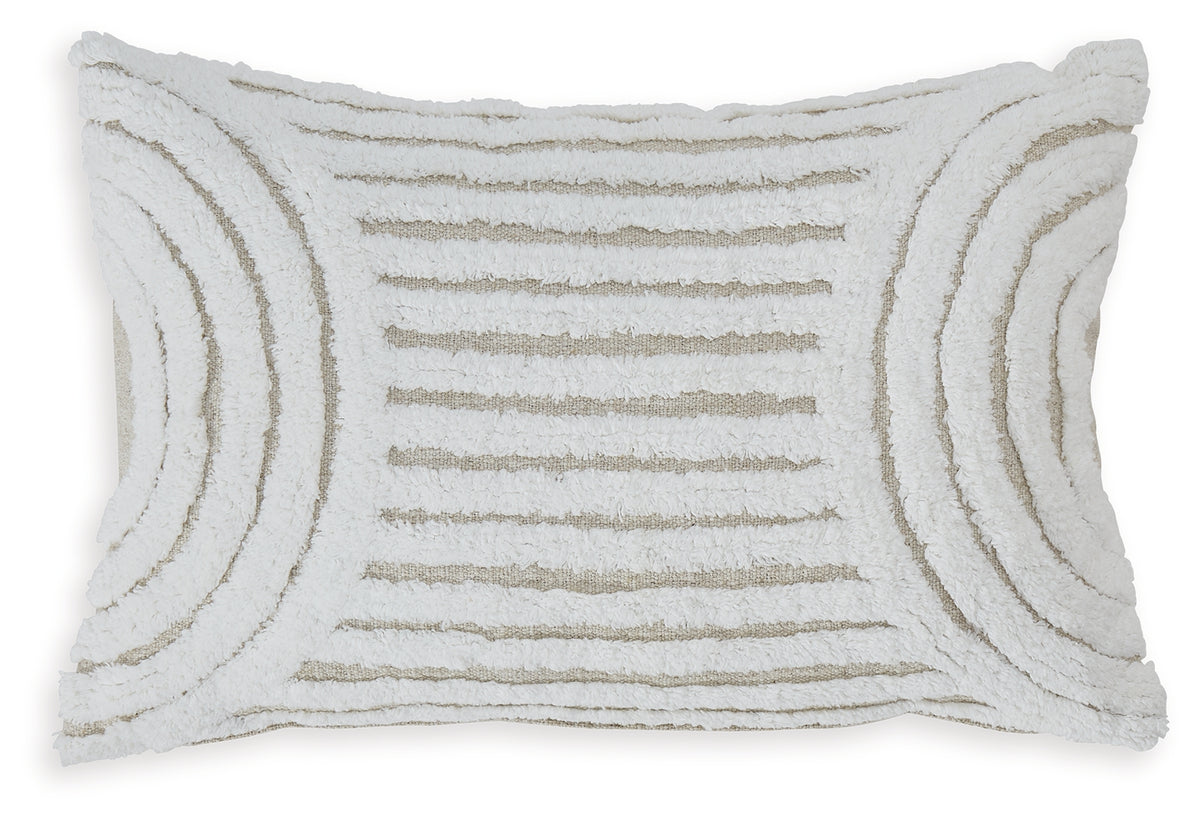 Farissen white and tan throw pillow side angle