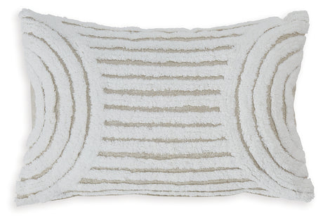 Farissen white and tan throw pillow side angle