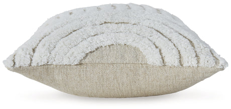 Farissen white and tan throw pillow back view