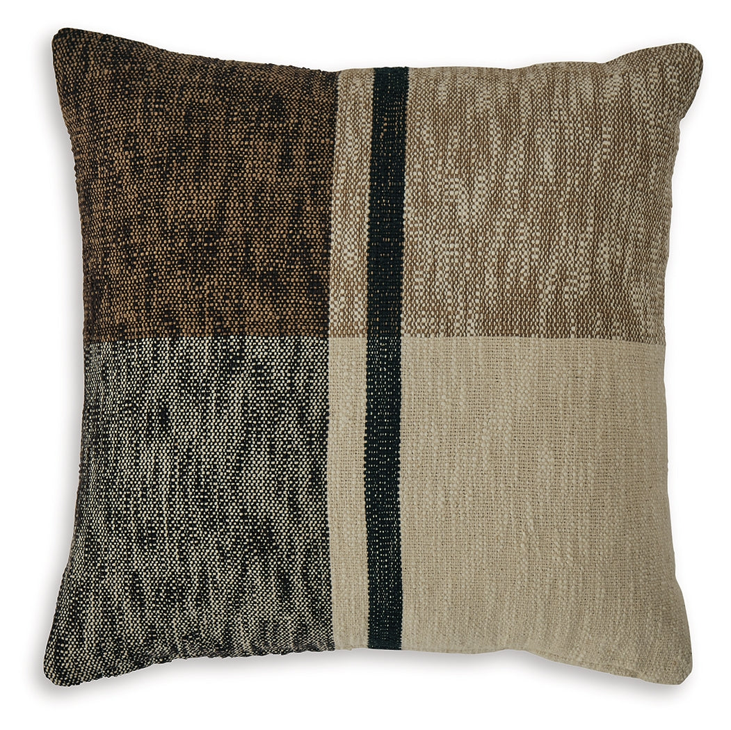 Adrielton plaid pillow side view showing knife-edge detail