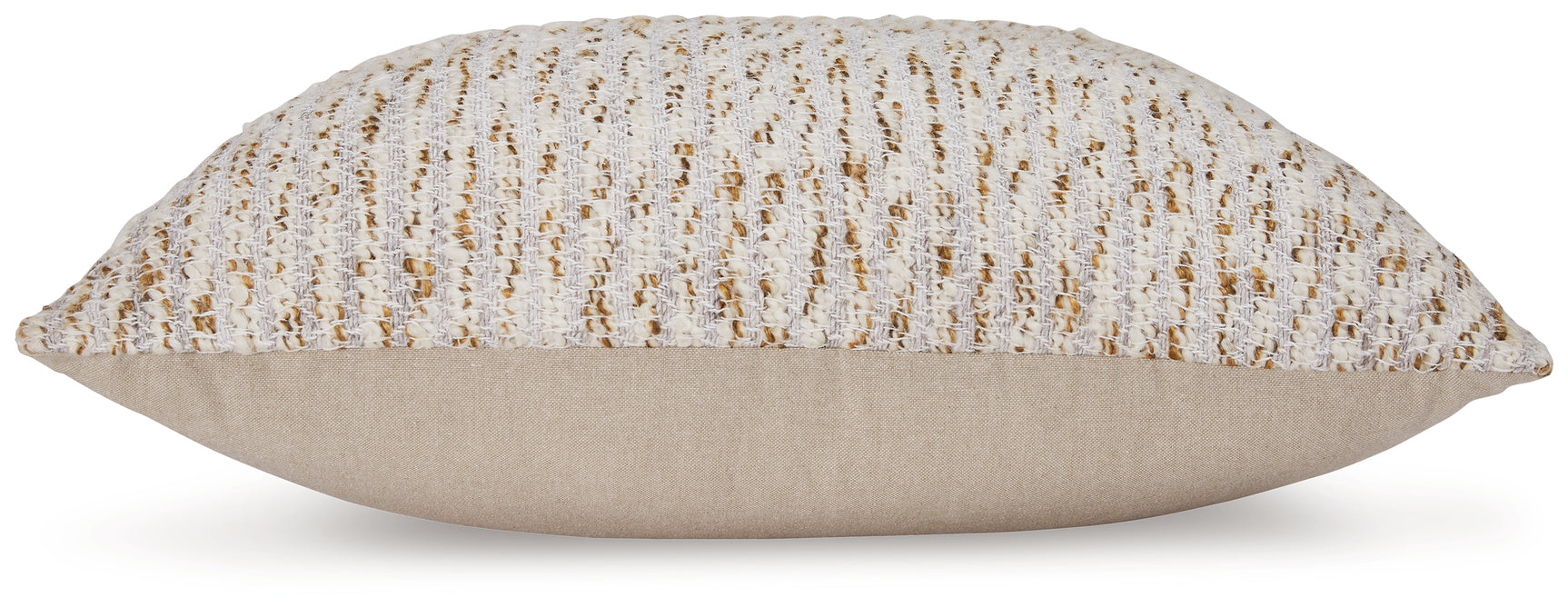 Back view of Abler decorative pillow with solid tan cotton reverse