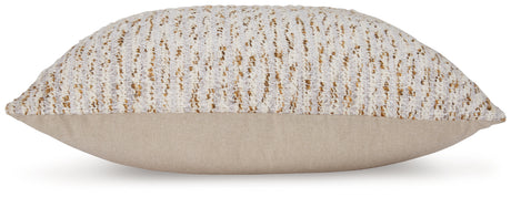 Back view of Abler decorative pillow with solid tan cotton reverse