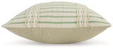 Back view showing solid tan reverse of pillow