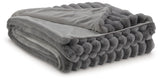 Alsonwell Gray Faux Fur Throw close-up detail