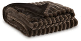 Close-up of jacquard faux fur stripe pattern on Alsonwell throw