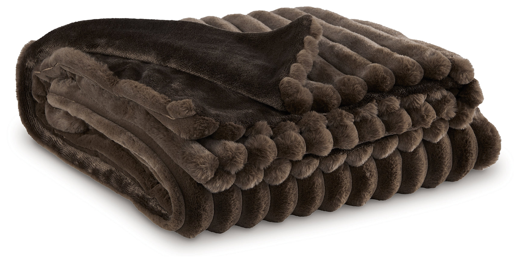 Close-up of jacquard faux fur stripe pattern on Alsonwell throw