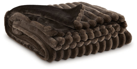 Close-up of jacquard faux fur stripe pattern on Alsonwell throw