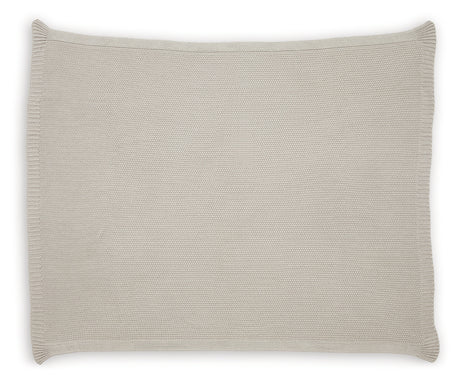 Close-up detail of Gayelery Sand Cotton Throw knitted fabric