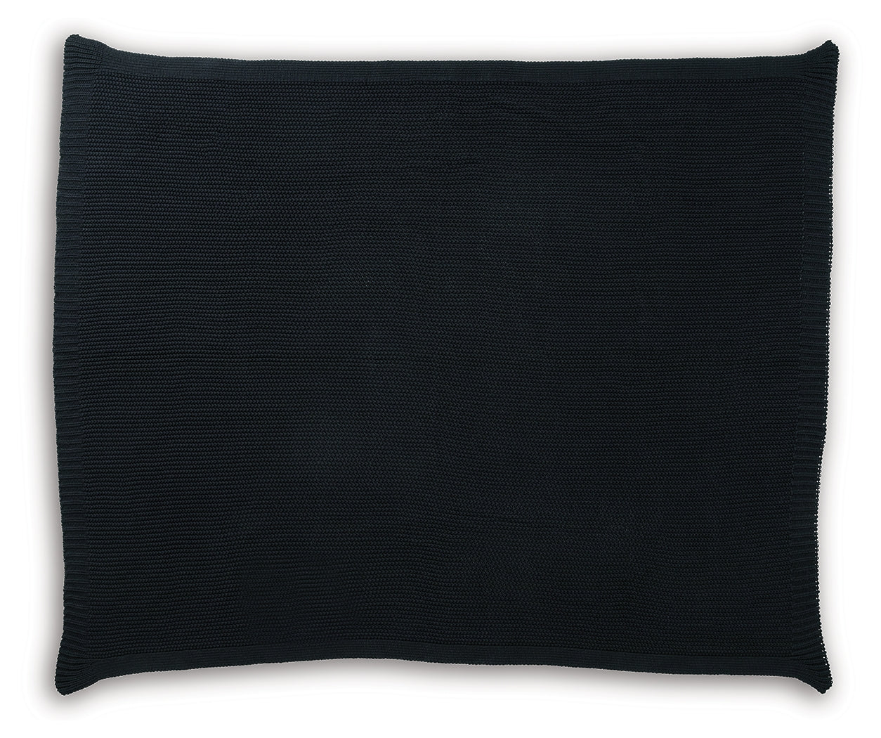Close-up of black cotton throw texture and border edge