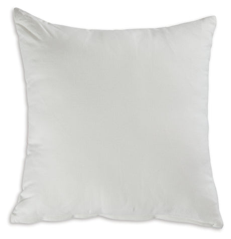 Back view of Herston pillow with solid white fabric
