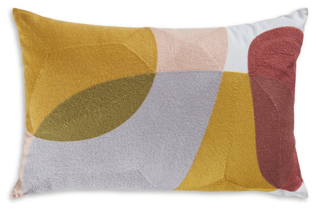 Varness pillow front showing multi abstract pattern