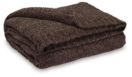 Anawood Brown Chenille Throw on sofa