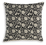 Alanderson Black and Ivory Floral Accent Pillow side view