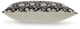 Alanderson Black and Ivory Floral Accent Pillow back view