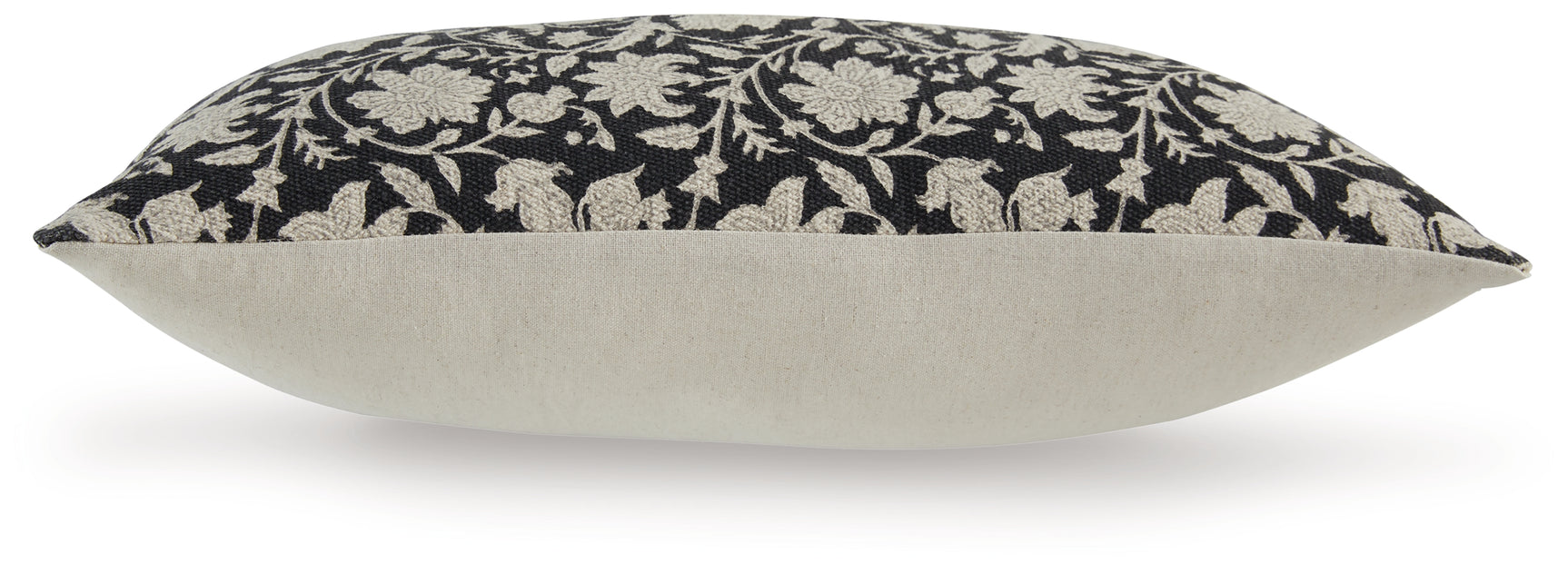 Alanderson Black and Ivory Floral Accent Pillow back view