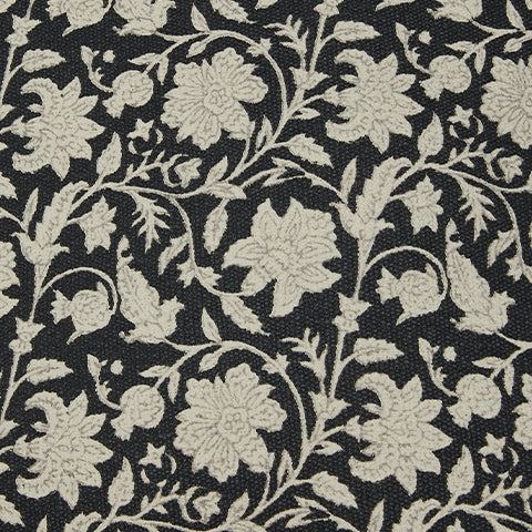 Alanderson Pillow fabric swatch showing black, ivory, and gray tones