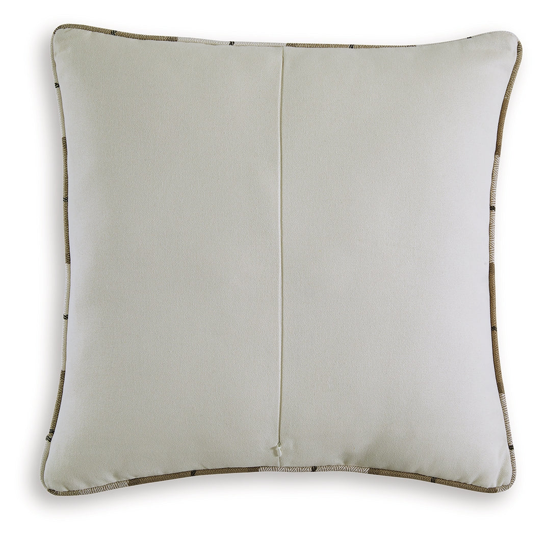 Godricton pillow brown black cream closeup of fabric and zipper