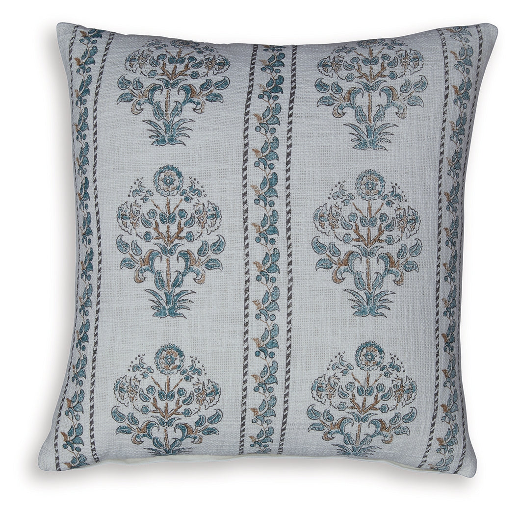 Paulmour floral accent pillow side view showing thickness and zippered cover