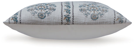 Paulmour floral accent pillow back view with solid ivory fabric