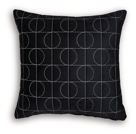 Side view of Kydner black and silver geometric pillow