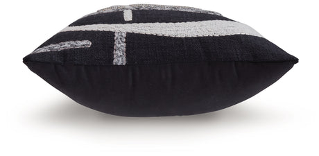 Gavrileigh pillow back view with solid black reverse