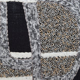 Fabric swatch sample for Gavrileigh pillow in black gray ivory colors