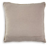 Close look at zipper closure on Habenvale tan pillow