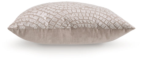 Cortlen pillow back view with solid beige finish