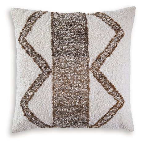 Side view of Brettwood Ivory and Brown pillow