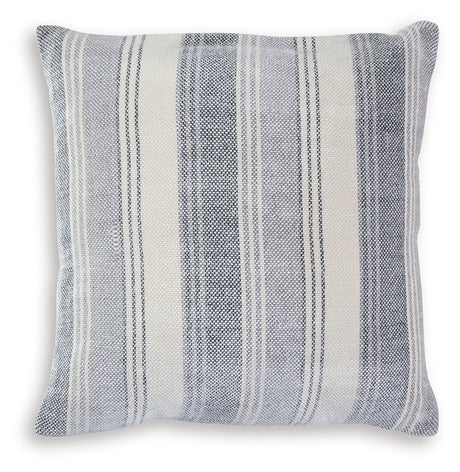 Side view of Adikus accent pillow showing stripe pattern and knife-edge