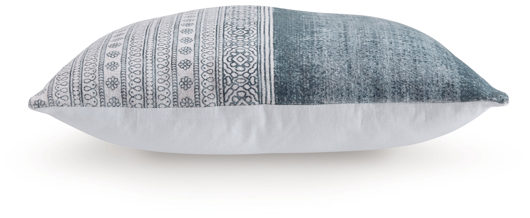 Back view of Harperville pillow showing solid white reverse