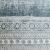 Fabric swatch showing blue and white stripes of Harperville pillow