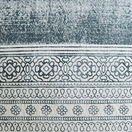 Fabric swatch showing blue and white stripes of Harperville pillow