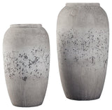 Small Dimitra ceramic vase in brown and cream, side angle
