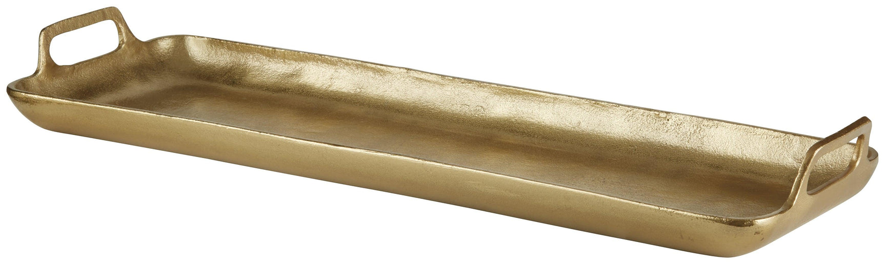 Posy goldtone aluminum tray side angle showing edge detail