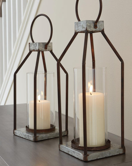 Diedrick Gray and Black Large Lantern front view