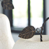 Close-up of Bidelia Sculpture surface texture and antiqued white crackle finish