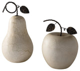 Bidelia Sculpture Set of 2 with pear shape, side view showing crackle finish