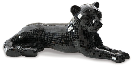 Close-up detail of mosaic glass on Drice Black Panther Sculpture