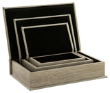 Jolina Linen Boxes open showing black velvet lining