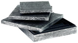 Keldy set of 3 antique pewter finish decorative boxes, front closed view