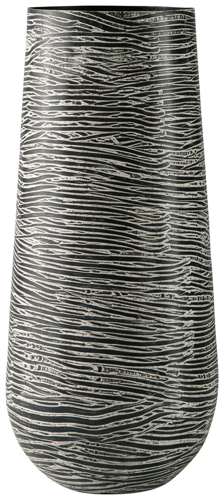 Fynn Antique Gray Metal Vase side angle