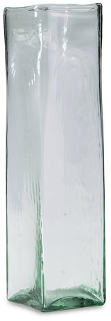 Taylow medium green glass curved vase side angle