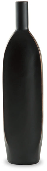 Rhaveney Black Vase - close-up of brown rub detail