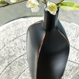 Individual Rhaveney black vase with brown rub detail
