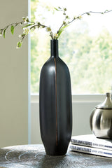 Rhaveney Black Vase set displayed on shelf