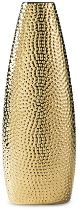 Efim gold finish ceramic vase angled view