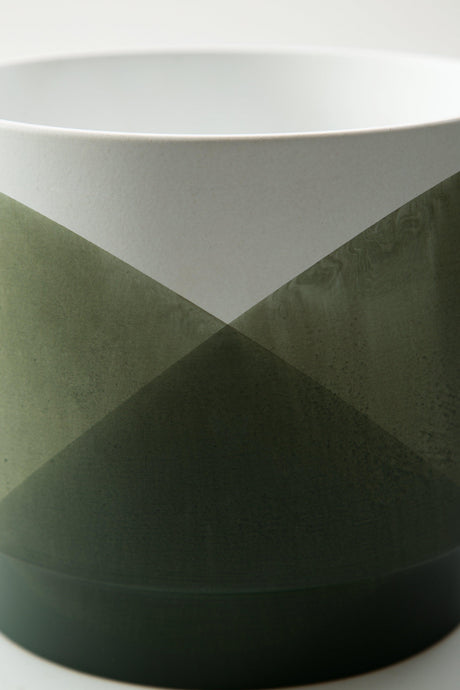 Ardenridge large planter showing green and white glaze